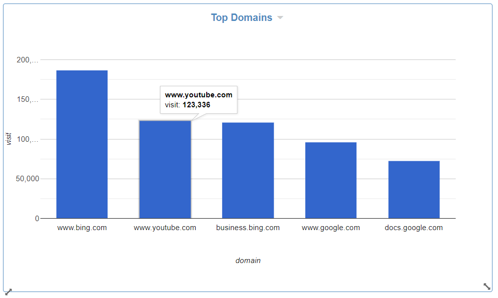 Cyfin CyBlock Monitoring Top Chart - Domains by Visits